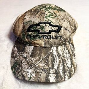 Vintage Chevrolet Camouflage Cap Trucker Hat - Green & Tan Camo with Black Logo